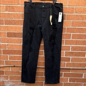 Reason Black Straight Jeans Premium Denim